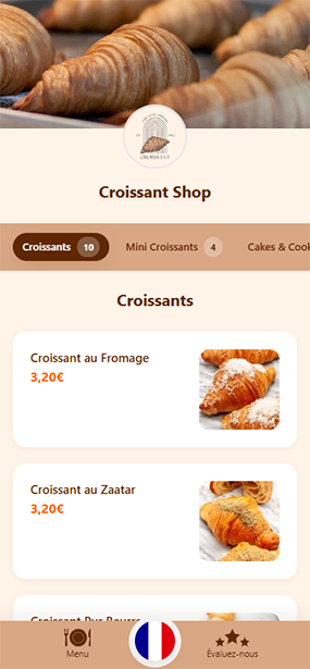 Croissant Shop QR Menu