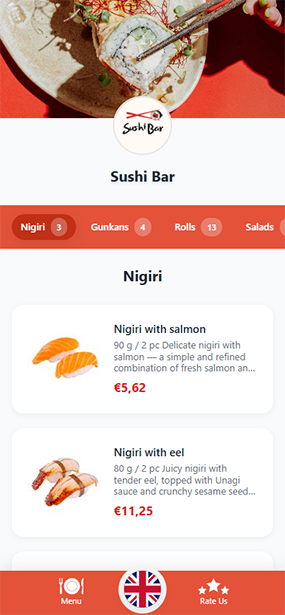 Sushi Bar QR Menu
